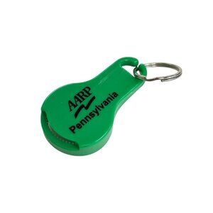 AARP Pennsylvania Vintage Bottle Opener Keychain Key Ring Green Plastic 2.5"